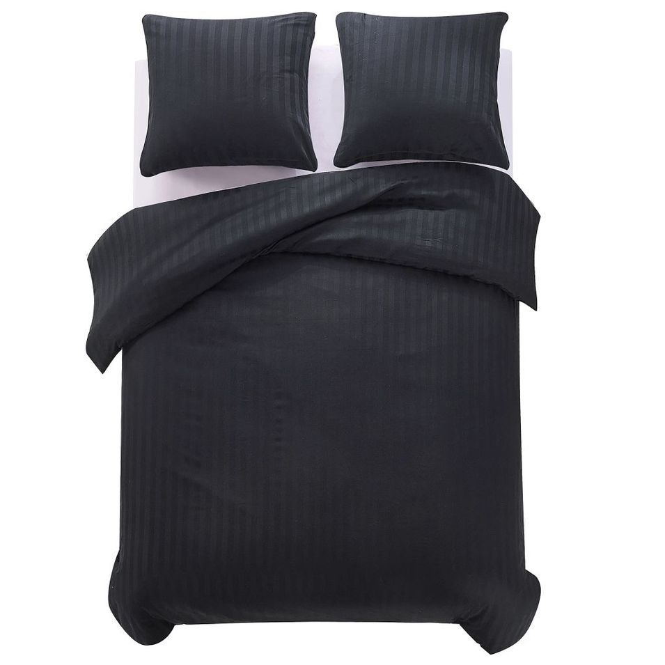Ensemble housse de couette Satin de coton Noir 200x200/60x70 cm - Photo n°1