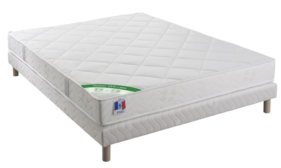 Ensemble matelas ferme 16 cm en latex avec sommier tapissier 27 cm Luna – Confort et stabilité Garanties - Photo n°1