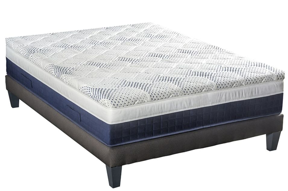 Ensemble matelas ferme 31 cm à mémoire de forme et sommier 30 cm en bois Castellane - Photo n°1