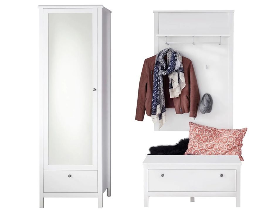 Ensemble meuble d'entrée 3 pièces mélaminé blanc Leone - Photo n°1