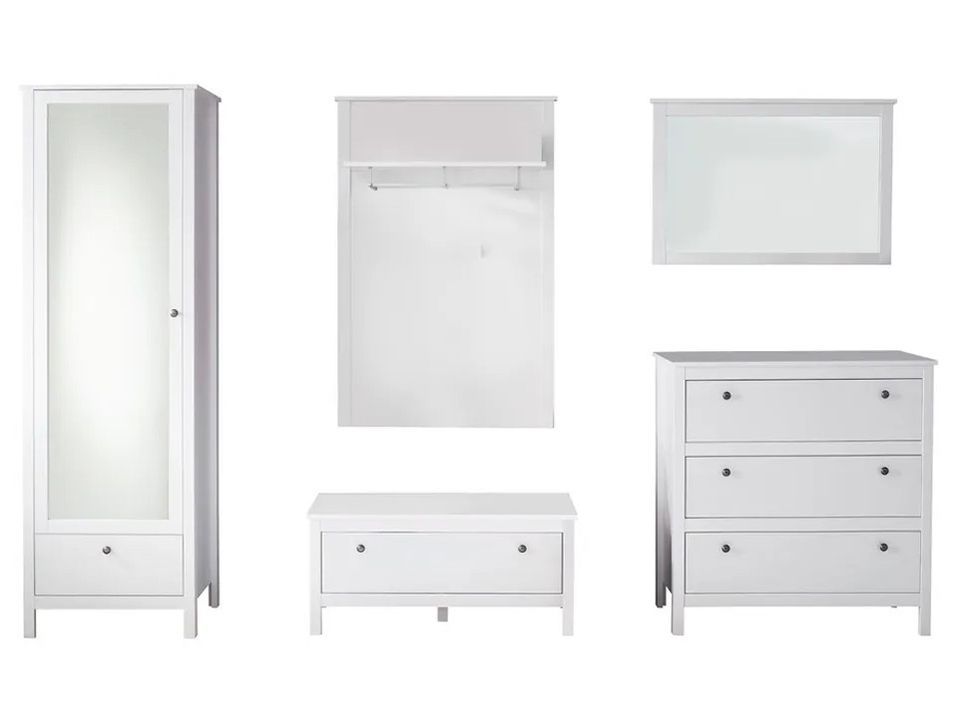 Ensemble meuble d'entrée 5 pièces mélaminé blanc Leone - Photo n°1
