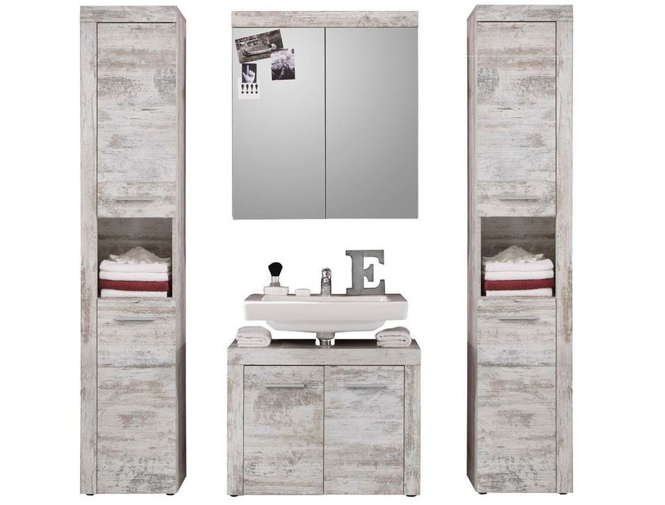 Ensemble meuble de salle de bain 4 éléments mélaminé blanc Cali - Photo n°1