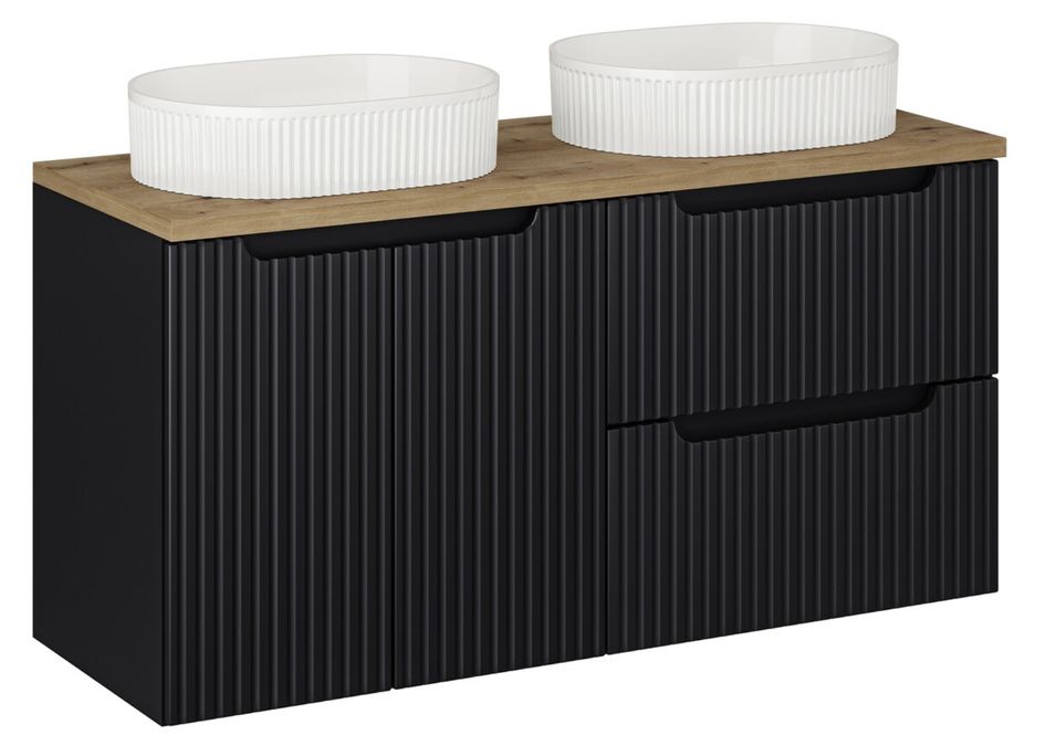 Ensemble meuble salle de bain 120 cm NOVA suspendu – Double vasque avec plan de travail - Photo n°1