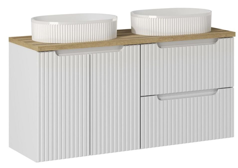 Ensemble meuble salle de bain 120 cm NOVA suspendu – Double vasque avec plan de travail - Photo n°1