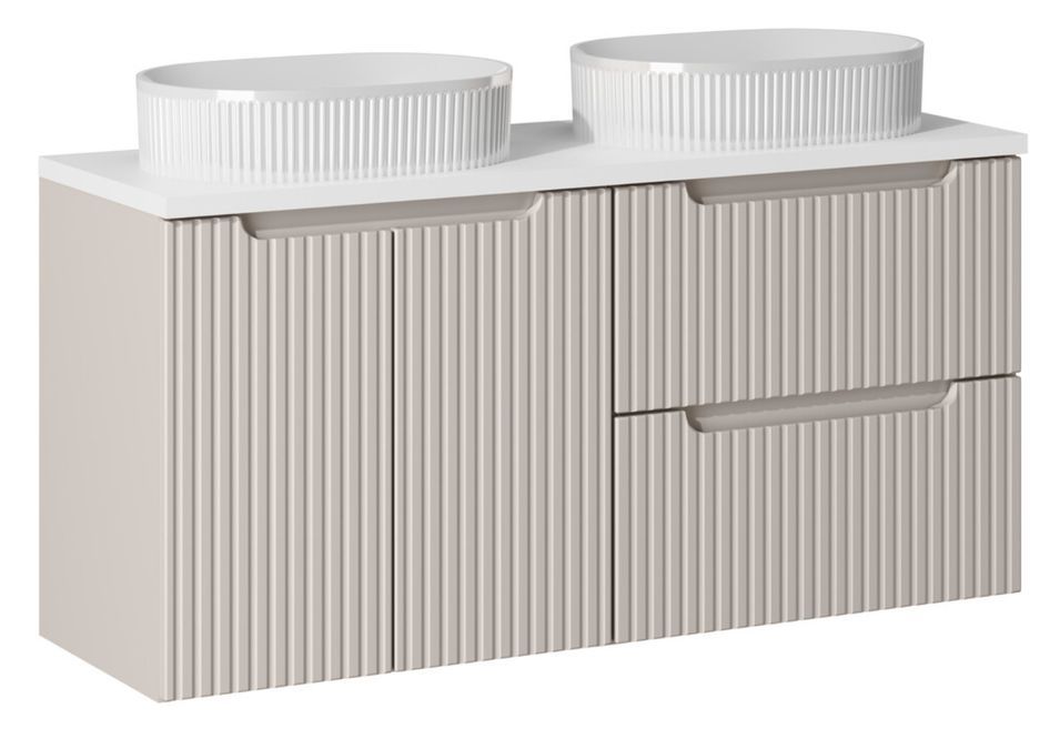 Ensemble meuble salle de bain 120 cm NOVA suspendu – Double vasque avec plan de travail - Photo n°1