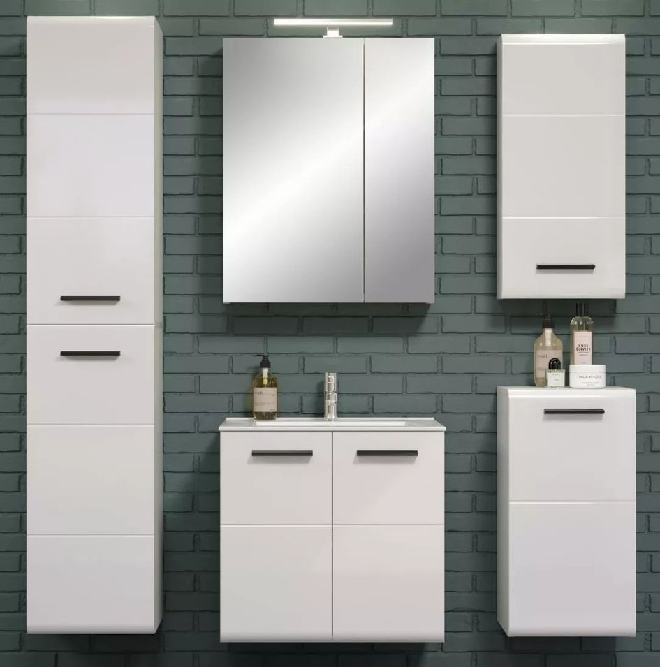 Ensemble meuble salle de bain 5 pièces blanc brillant Touka - Photo n°1