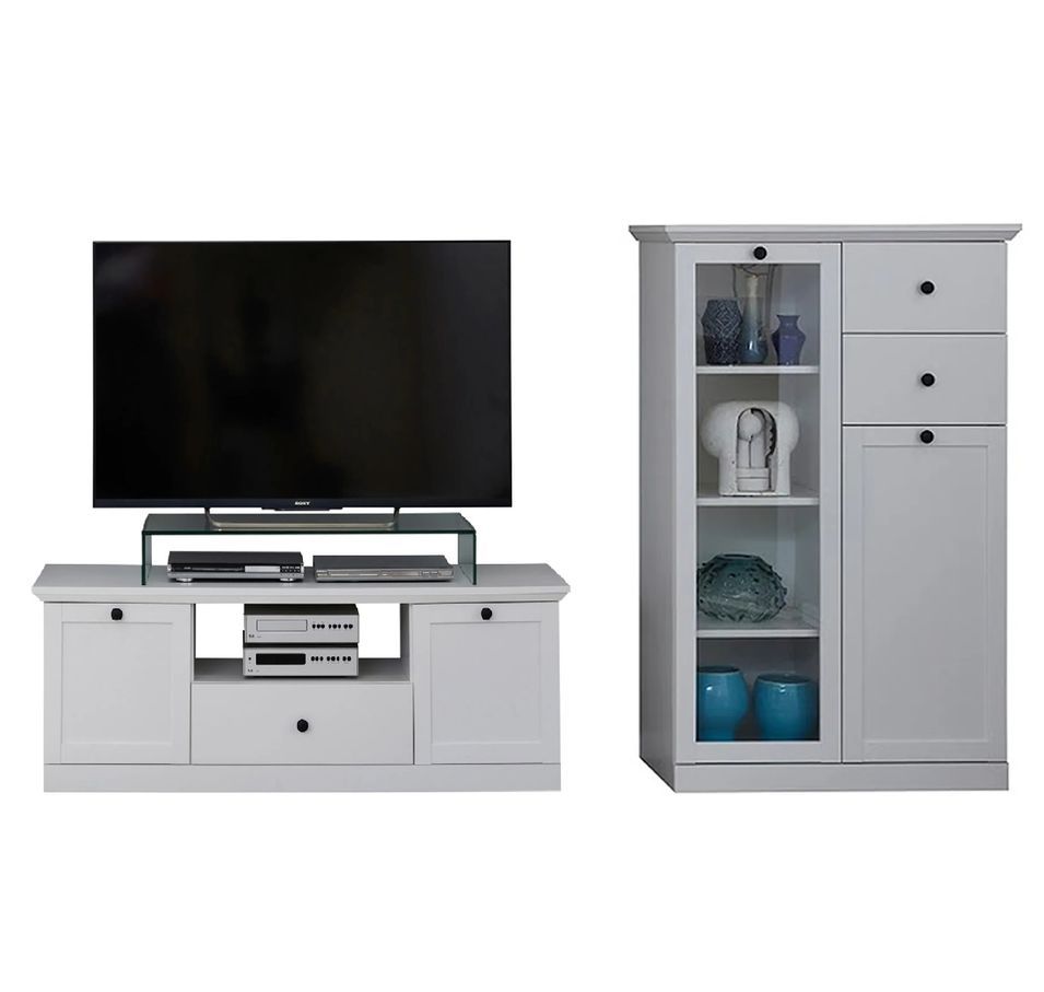 Ensemble meuble TV 2 pièces blanc mat Valex 235 cm - Photo n°1