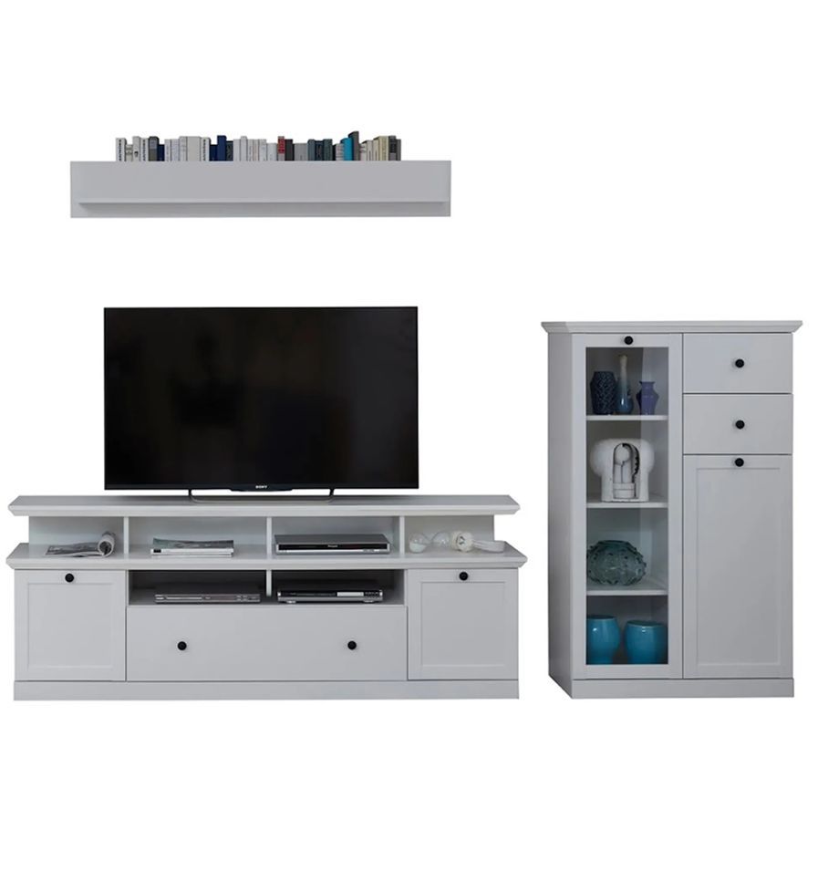 Ensemble meuble TV 3 pièces blanc mat Valex 180 cm - Photo n°1