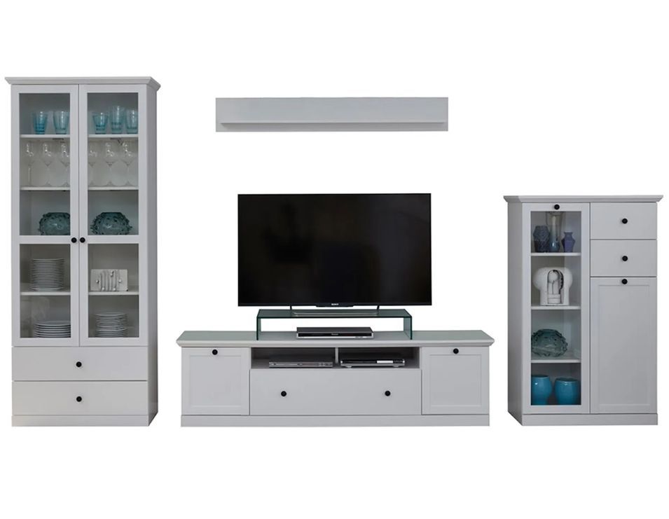 Ensemble meuble TV 4 pièces blanc mat Valex 369 cm - Photo n°1
