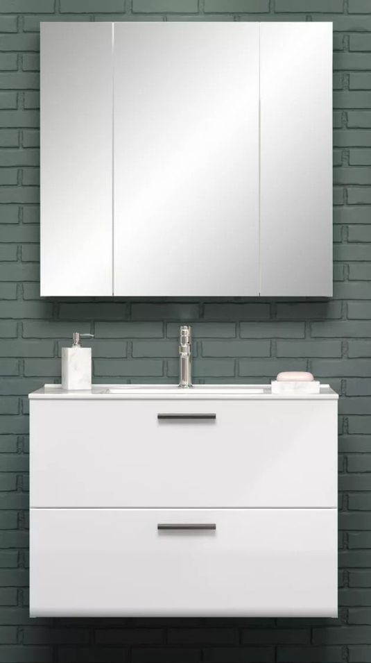Ensemble meubles suspendus salle de bain 2 pièces blanc Randy - Photo n°1