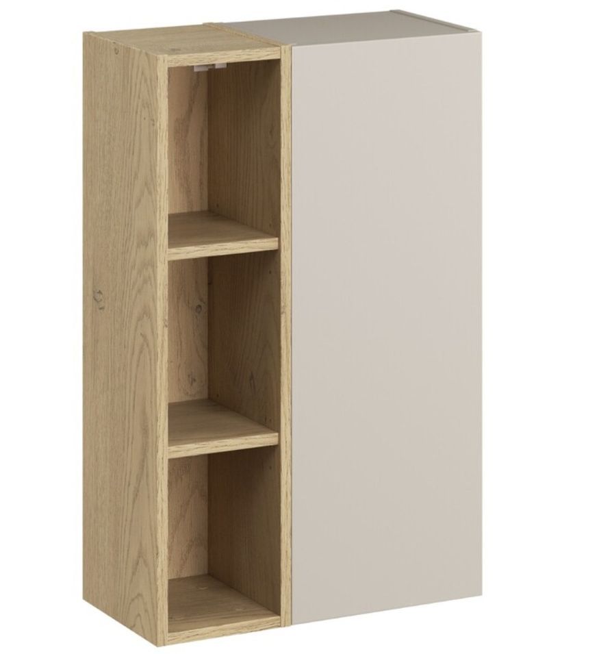 Ensemble mural DALIA Cachemire 50 cm – Armoire suspendue et étagère ouverte Chêne naturel - Photo n°1