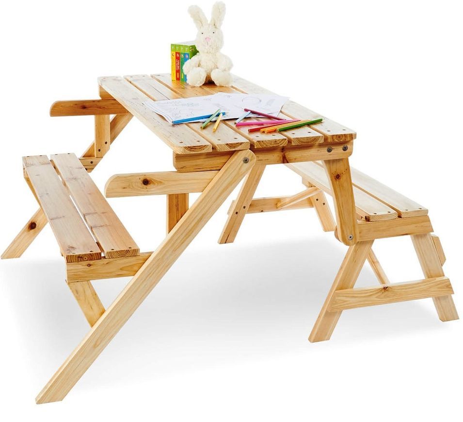 Ensemble pic nique 2en1 enfant épicéa massif clair Elli - Photo n°1