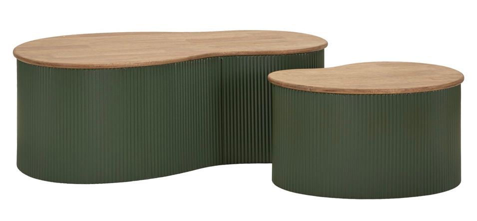 Ensemble table basse francfort verte 2 pièces 87 x 53 x 32 cm - 50 x 35 x 28 cm - Photo n°1