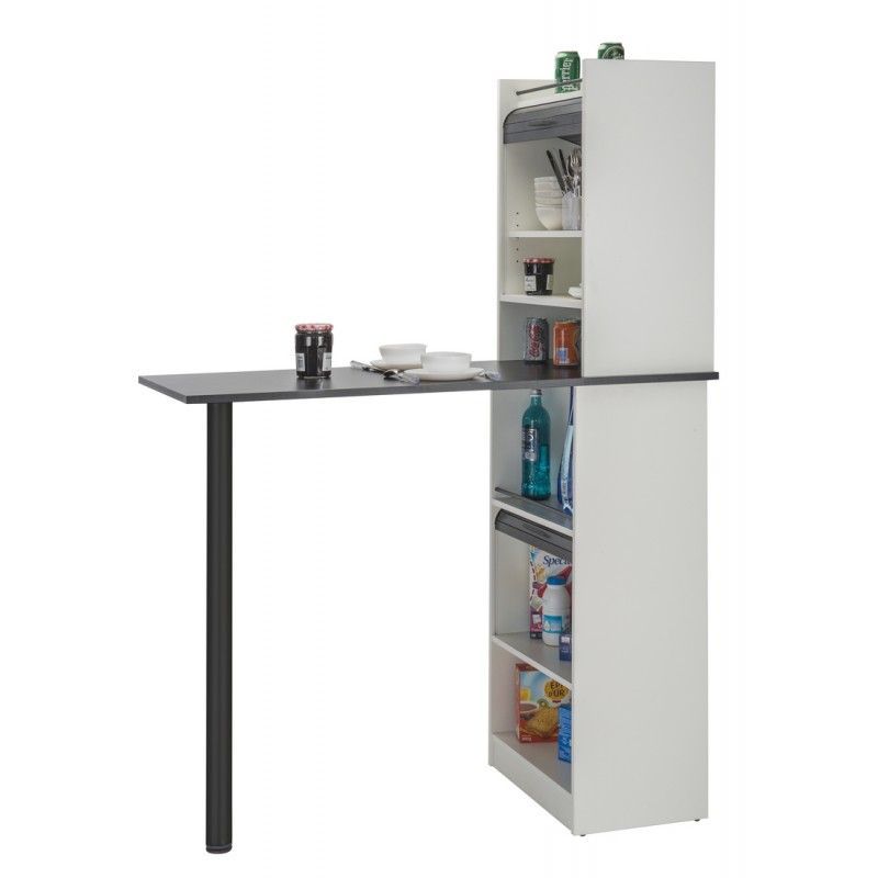 Ensemble table de cuisine et meubles LUKO – Table 130 cm avec rangements et meuble haut - Photo n°1