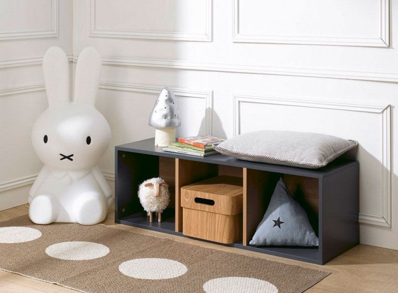 Etagère 3 cases anthracite et merisier clair Multicases - Photo n°1