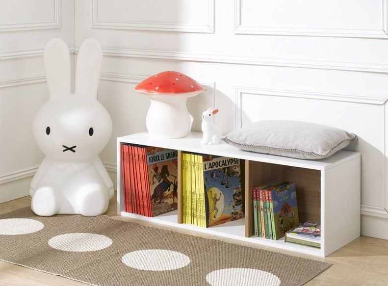 Etagère 3 cases bois blanc et merisier clair Multicases - Photo n°1