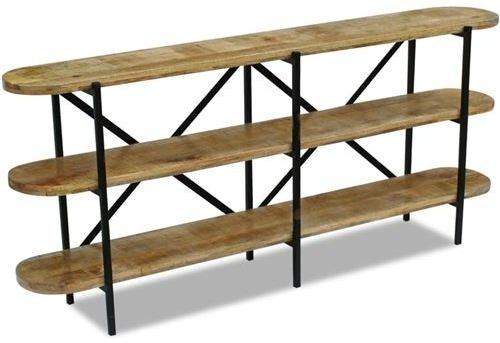Étagère 3 tablettes manguier massif et pieds métal Illico - Photo n°1
