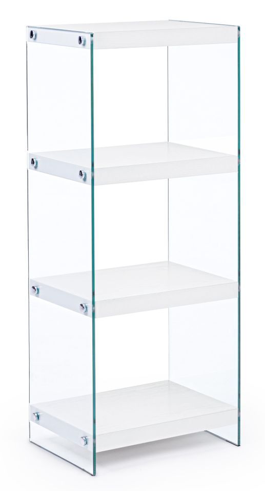 Etagère 4 niveaux bois blanc et verre trempé Lina 40 cm - Lot de 2 - Photo n°1