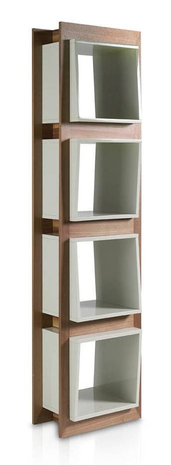 Etagère 4 niveaux bois noyer avec cube blanc Edie - Photo n°1