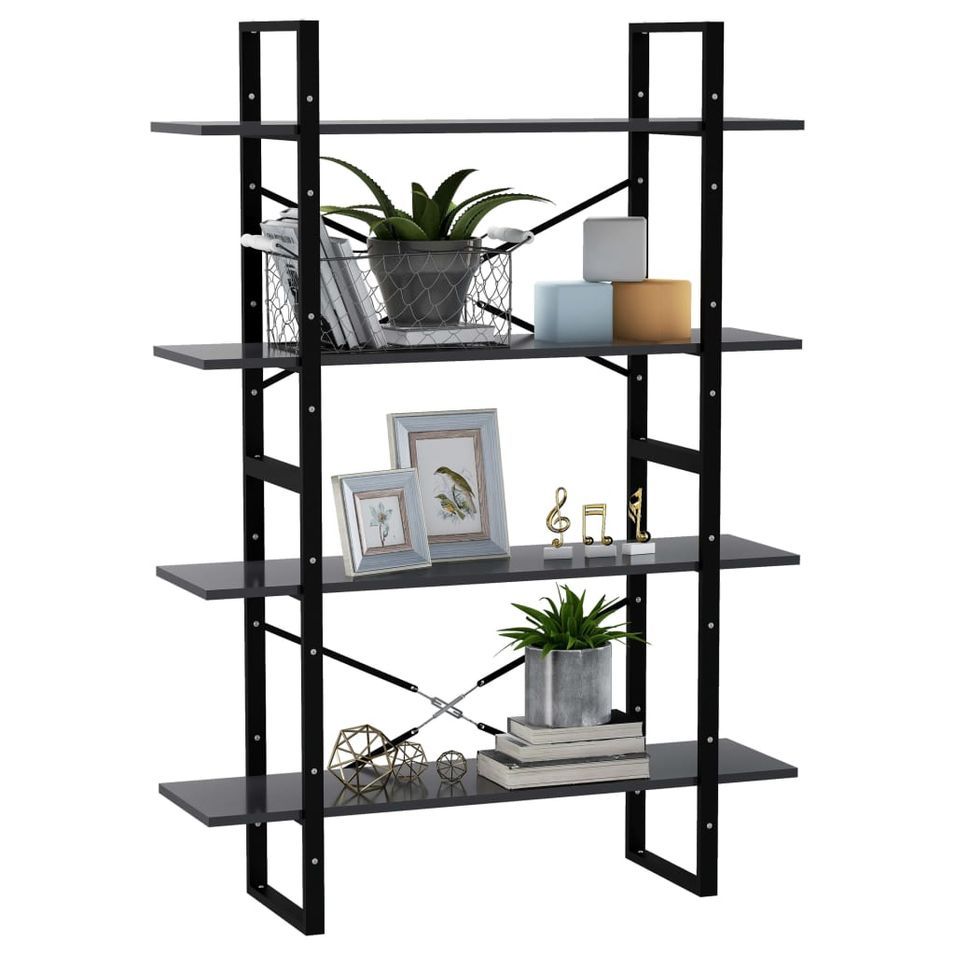 Etagère 4 niveaux Kinola 100 cm - Bois et métal noir - Photo n°1
