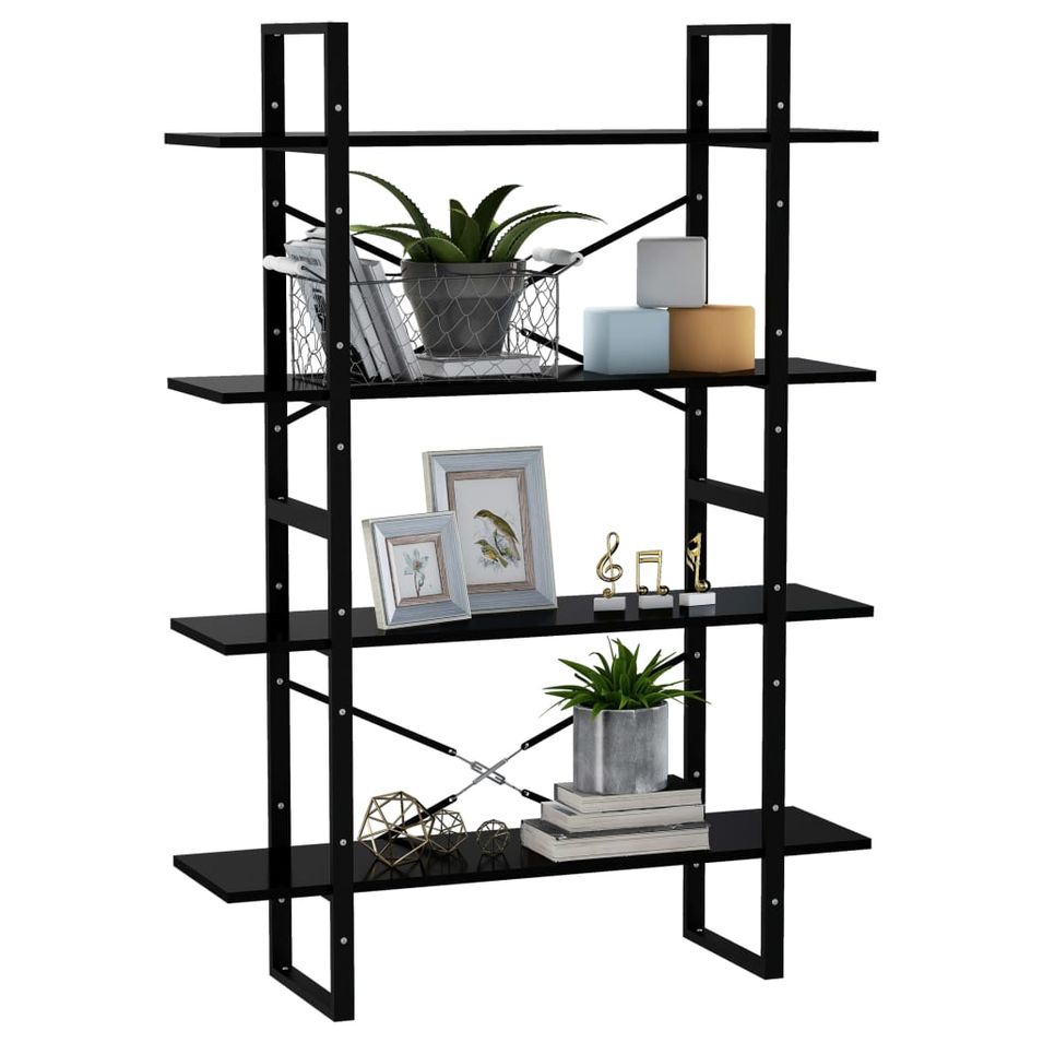 Etagère 4 niveaux Kinola 100 cm - Bois et métal noir - Photo n°1