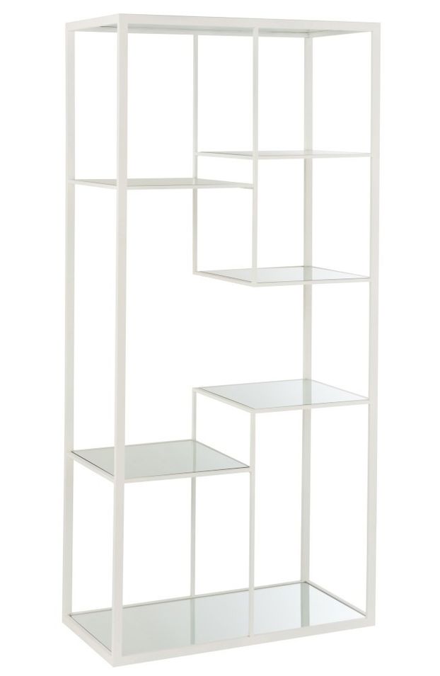 Etagere 5 niveaux métal blanc et verre trempé Tori L 82 cm - Photo n°1
