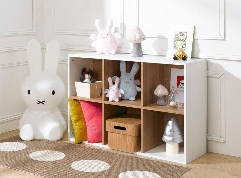 Etagère 6 cases bois blanc et merisier clair Multicases - Photo n°1