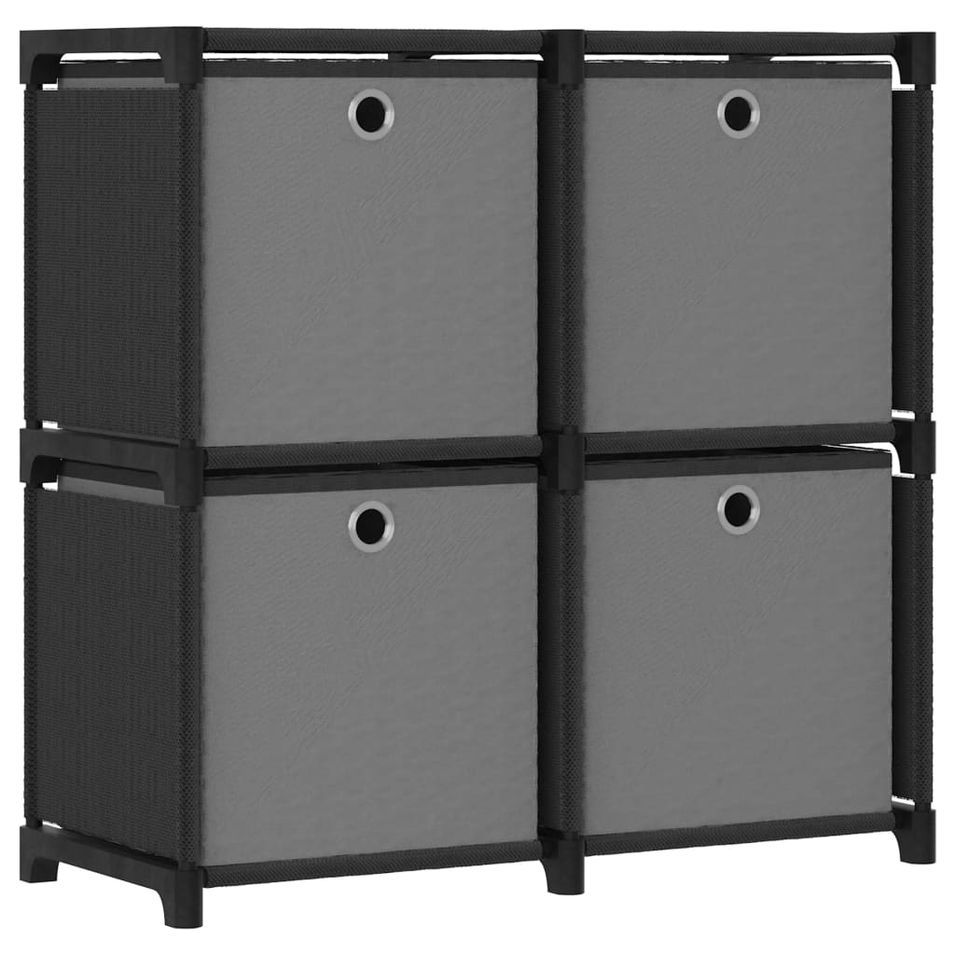 Étagère à 4 cubes avec boîtes Noir 69x30x72,5 cm Tissu - Photo n°1