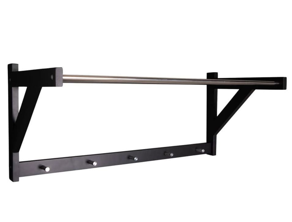 Etagère à chapeau PADOVA – Bois de peuplier et acier noir - Photo n°1