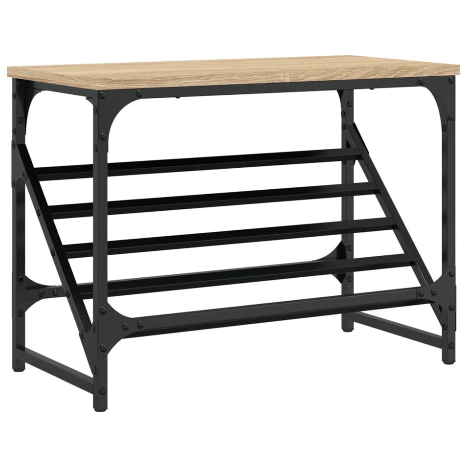 Étagère à chaussures acier noir et bois Muria L 60 x H 45 x P 30 cm – Elégance et fonctionnalité - Photo n°1