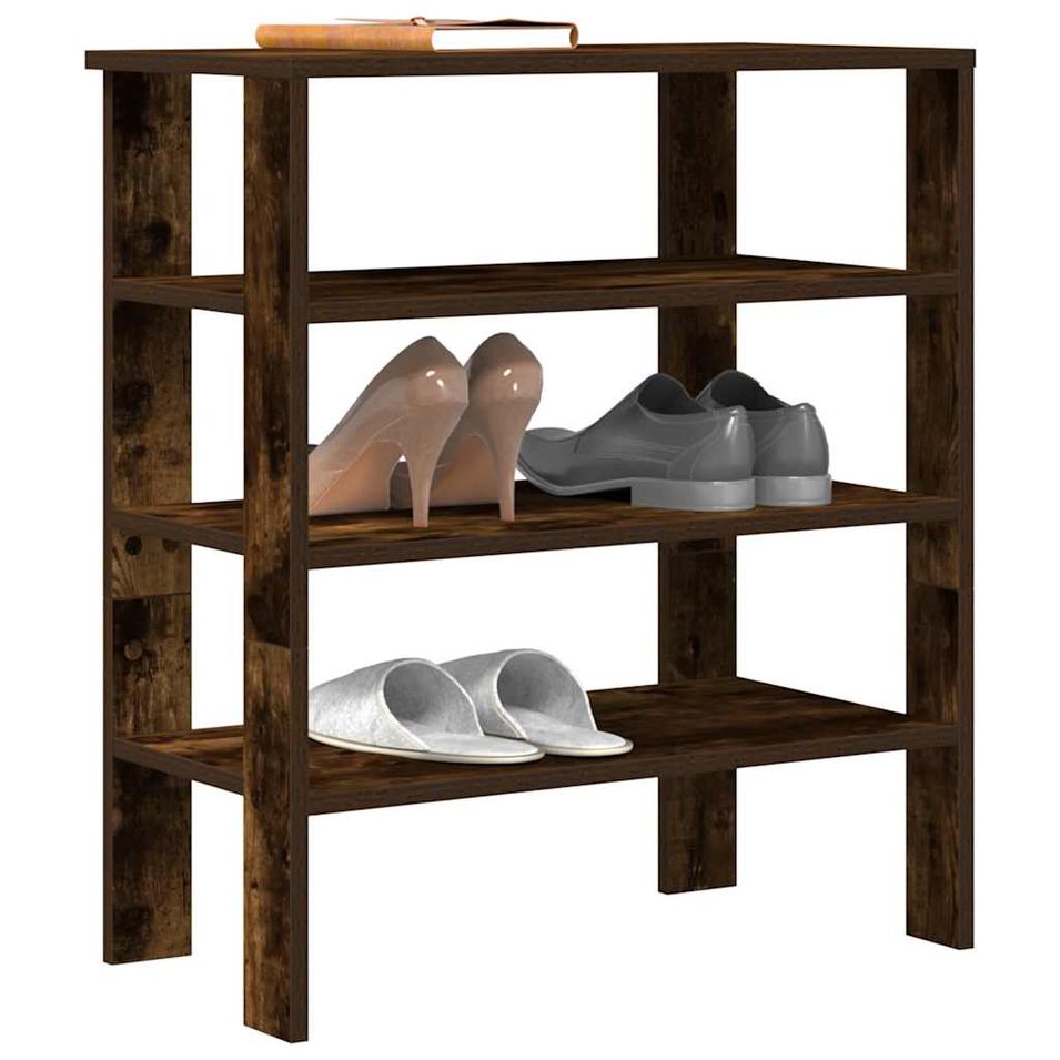 Étagère à chaussures chêne fumé 61x32x70 cm bois d'ingénierie - Photo n°1