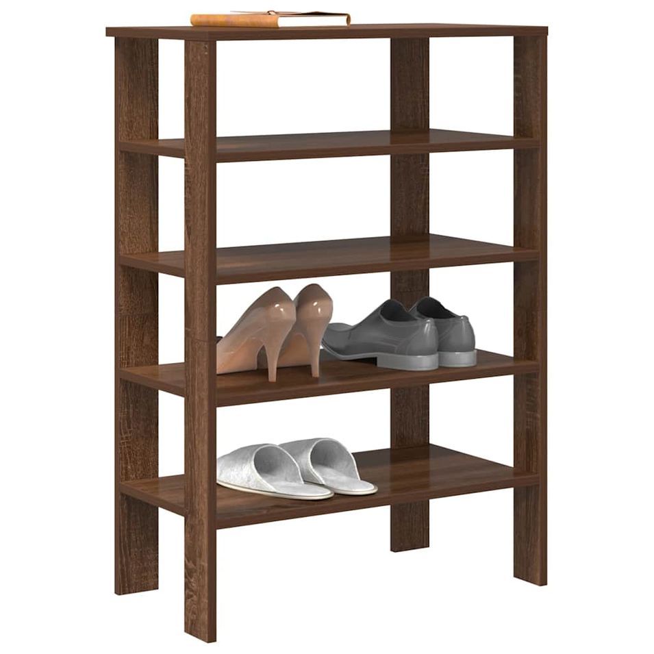 Étagère à chaussures chêne marron 61x32x87,5 cm bois ingénierie - Photo n°1