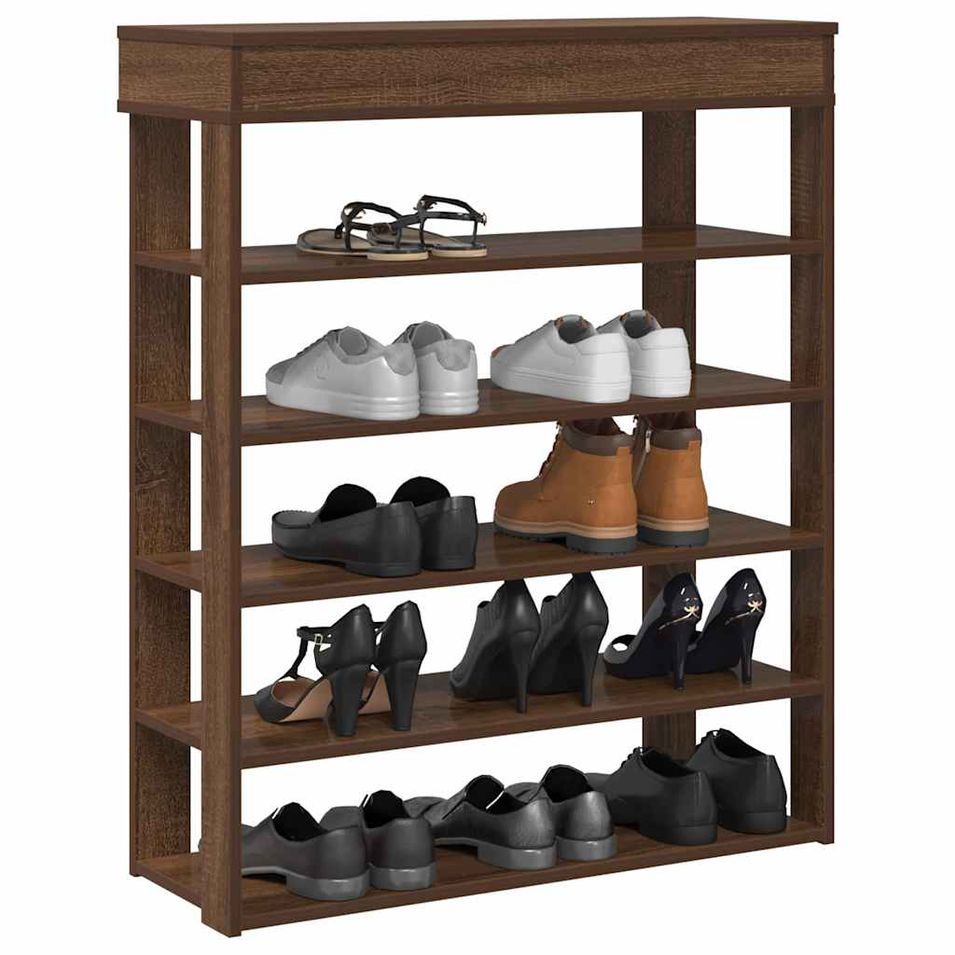 Étagère à chaussures chêne marron 80x30x98 cm bois d'ingénierie - Photo n°1