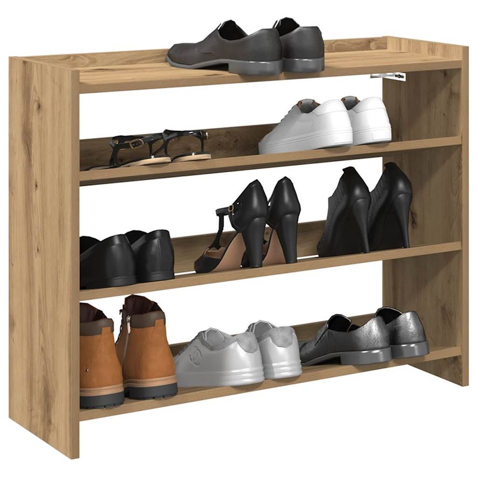 Étagère à chaussures en bois Manda L 80 x H 62 cm - Rangement 3 niveaux - Photo n°1