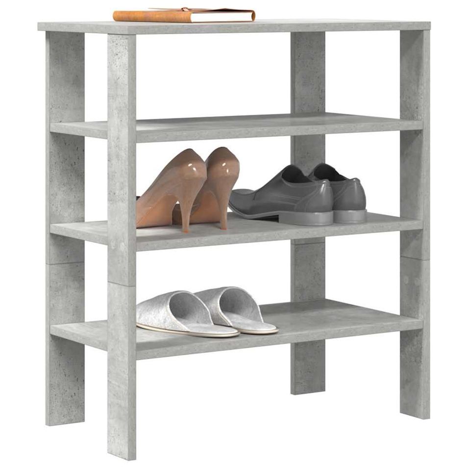 Étagère à chaussures gris béton 61x32x70 cm bois d'ingénierie - Photo n°1