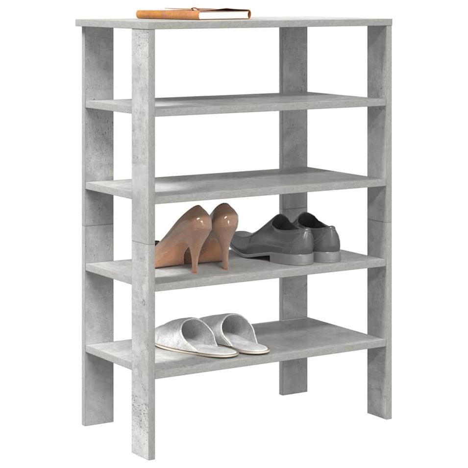 Étagère à chaussures gris béton 61x32x87,5 cm bois d'ingénierie - Photo n°1
