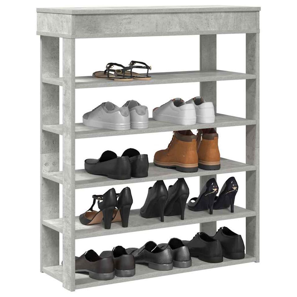Étagère à chaussures gris béton 80x30x98 cm bois d'ingénierie - Photo n°1