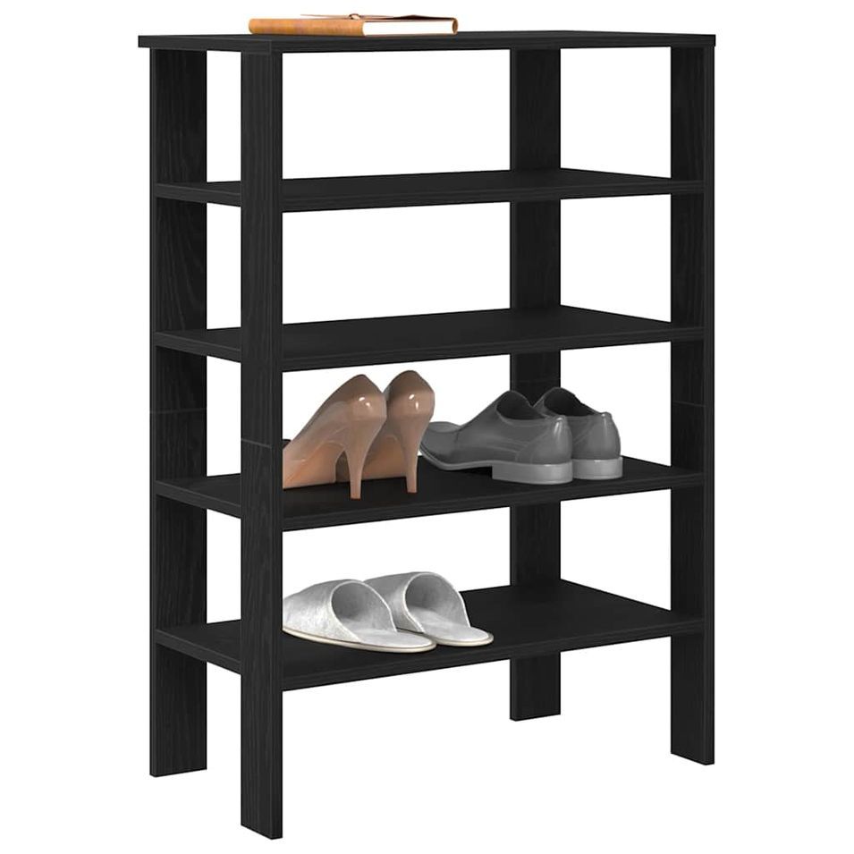 Étagère à chaussures noir 61x32x87,5 cm bois d'ingénierie - Photo n°1