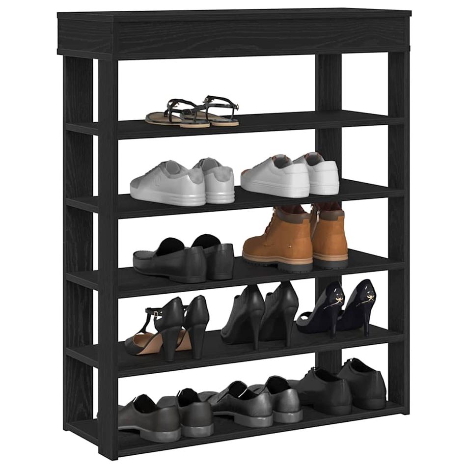 Étagère à chaussures noir 80x30x98 cm bois d'ingénierie - Photo n°1
