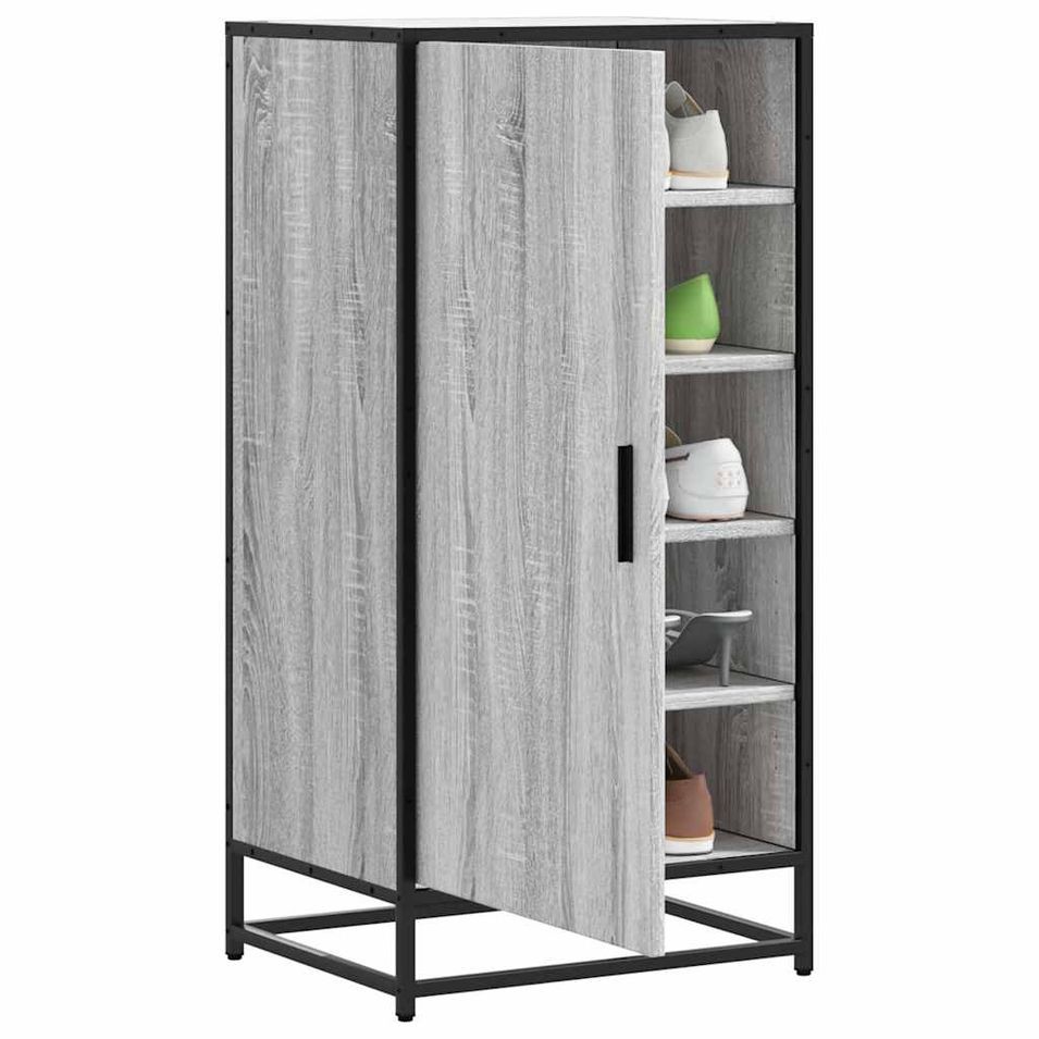 Étagère à chaussures sonoma gris 48x38x97,5 cm bois ingénierie - Photo n°1