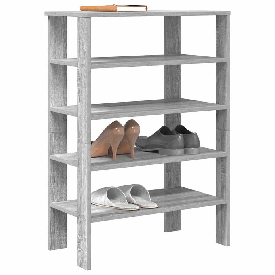 Étagère à chaussures sonoma gris 61x32x87,5 cm bois ingénierie - Photo n°1