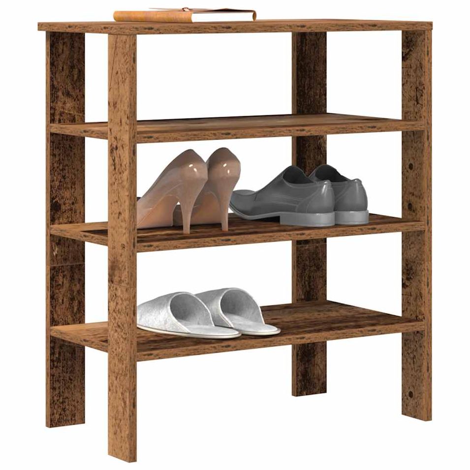 Étagère à chaussures vieux bois 61x32x70 cm bois d'ingénierie - Photo n°1
