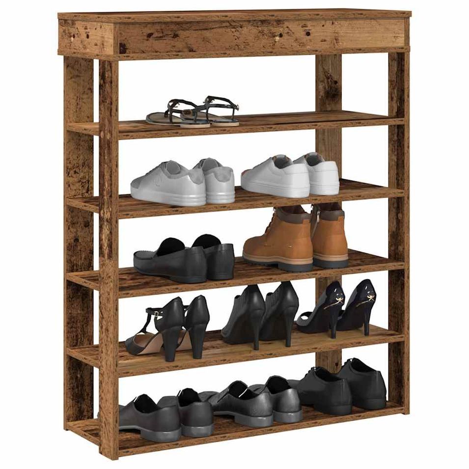 Étagère à chaussures vieux bois 80x30x98 cm bois d'ingénierie - Photo n°1