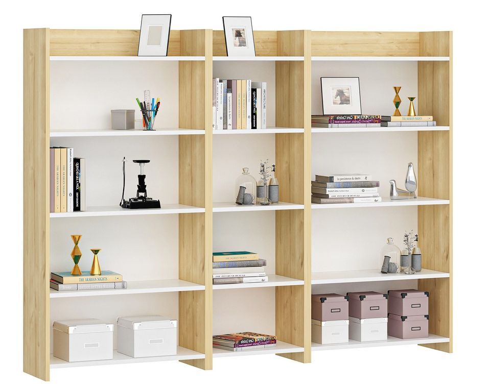 Étagère à livres bois clair et blanc Kary 176 cm - Photo n°1