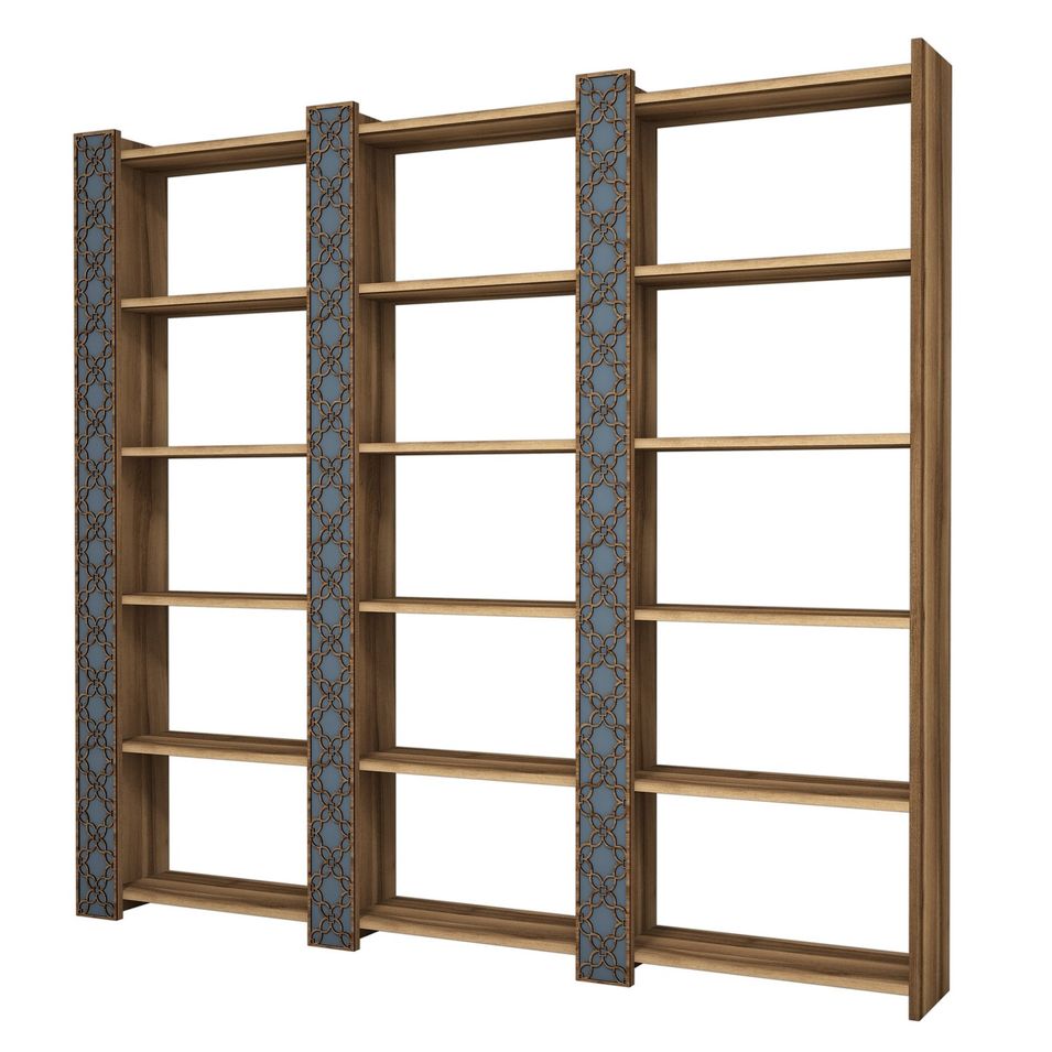 Étagère bibliothèque bois marron et bleu calcédoine Orka 184 cm - Photo n°1