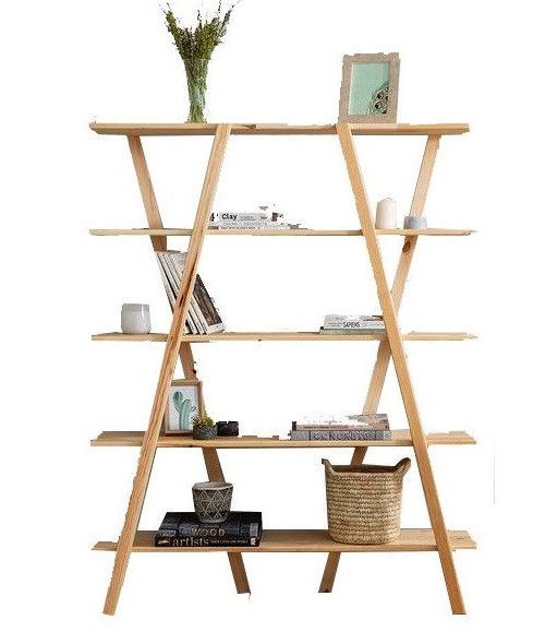 Étagère bibliothèque bois massif de bouleau vernis mat 120 cm - Photo n°1