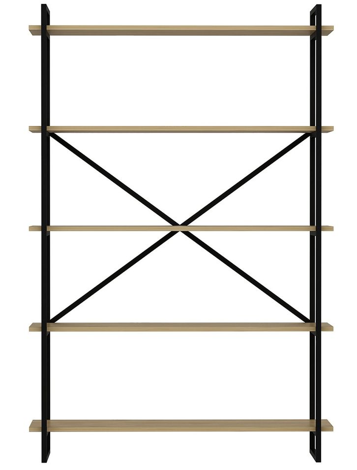 Étagère bibliothèque bois naturel et métal noir Lika 120 cm - Photo n°1