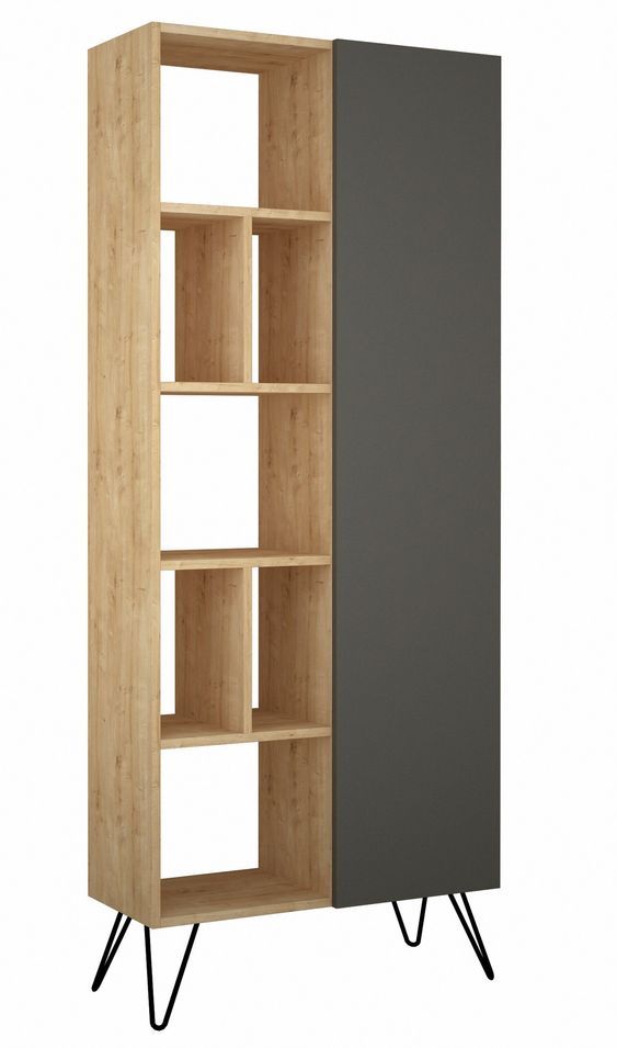 Étagère Bibliothèque chêne clair et anthracite Daki 79 cm - Photo n°1