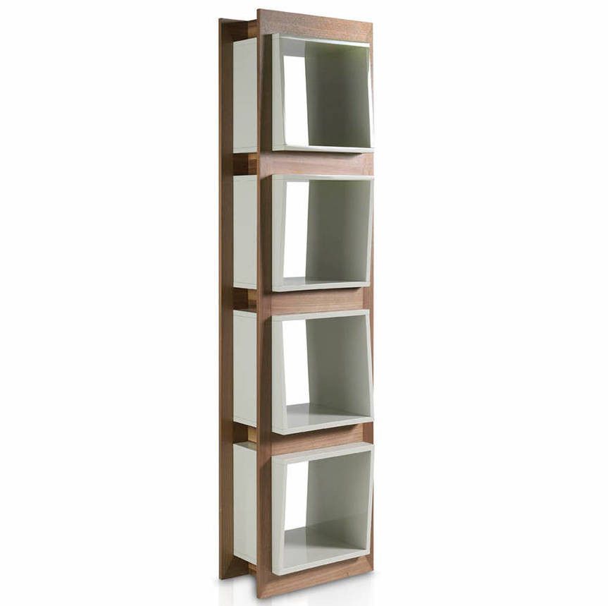 Étagère contemporaine bois noyer et laqué Muza - Photo n°1