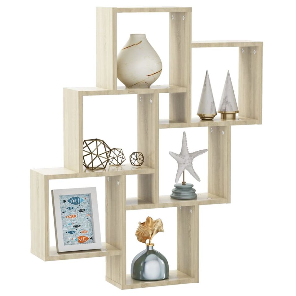 Étagère cube murale Chêne sonoma 78x15x93 cm - Photo n°1